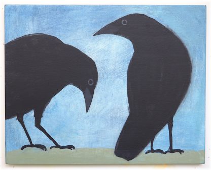 Two ravens, acrylic on panel