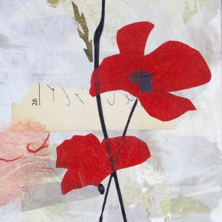 Two red poppies, mixed media