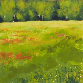 Sunny summer meadow, acrylic on panel, 12" x 12".