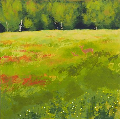 Sunny summer meadow, acrylic on panel, 12" x 12".