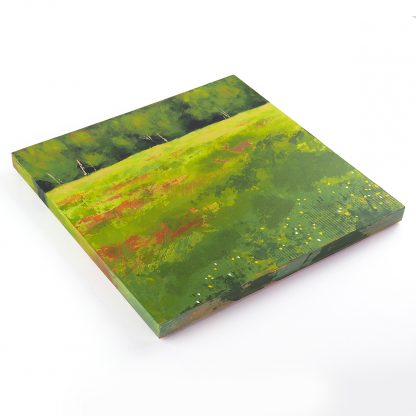 Sunny summer meadow, acrylic on panel, 12" x 12".