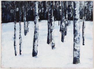 Winter forest landscape, acrylic on paper.